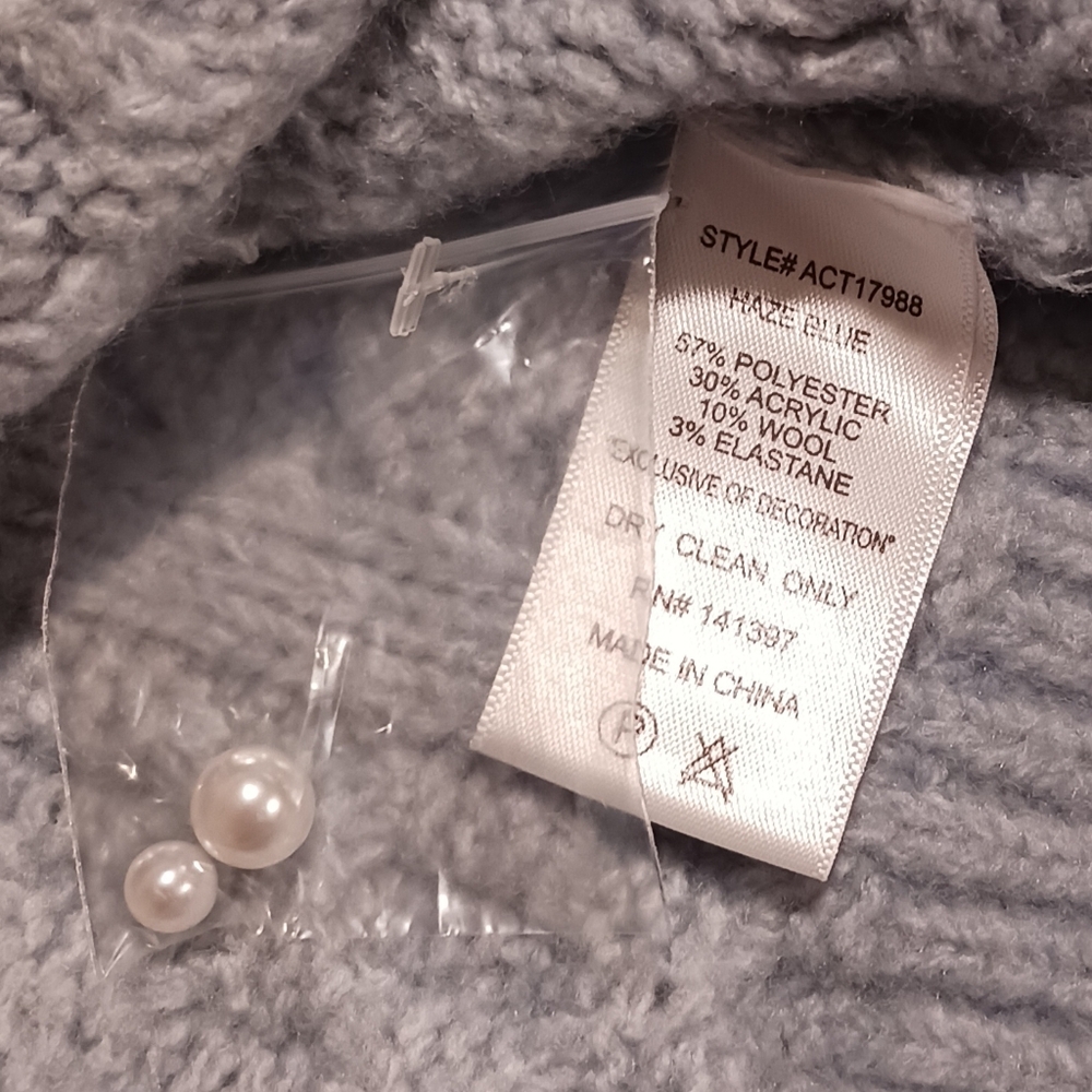 ASTR Koami Pearl Embellished Cableknit Sweater Haze Blue - Picture 9 of 10